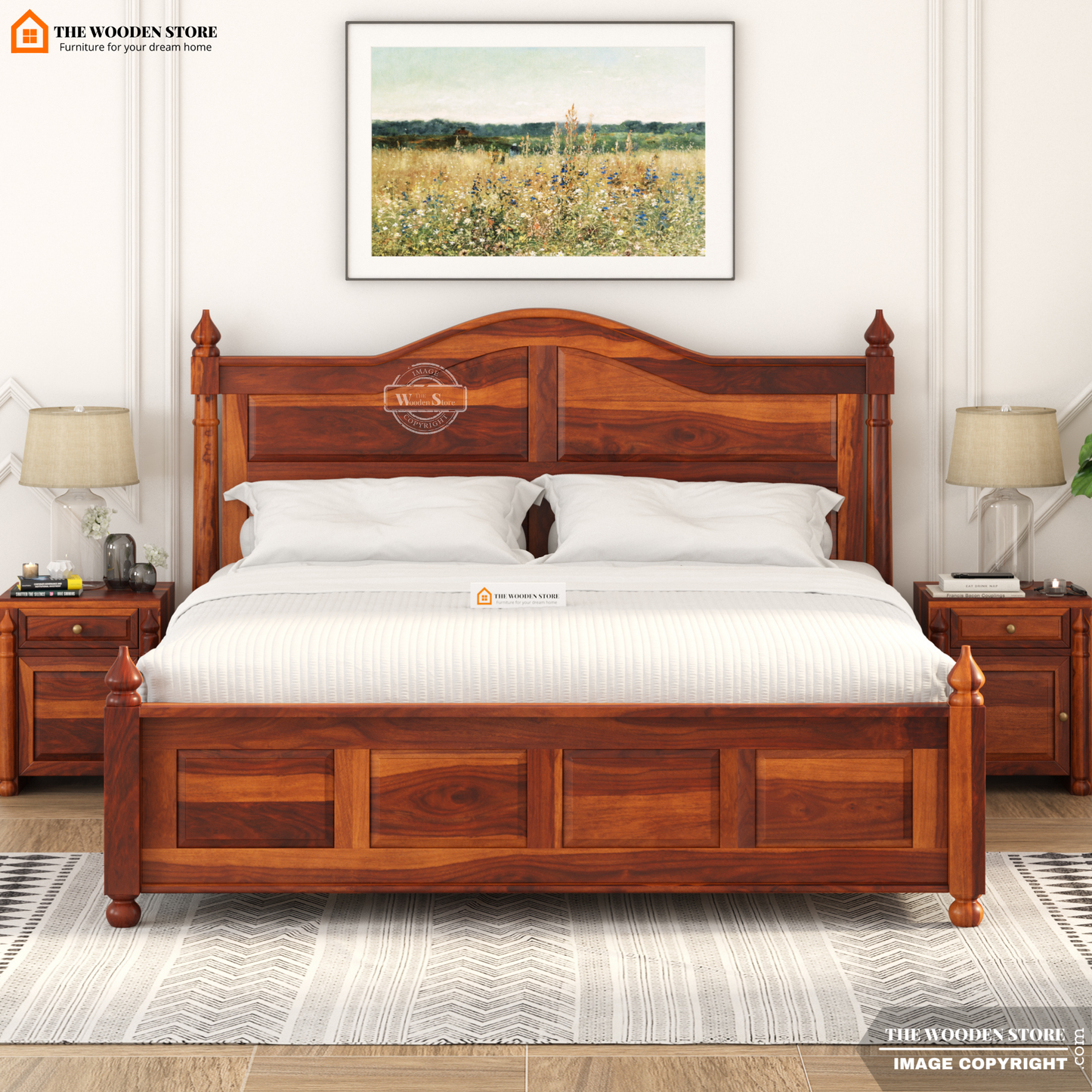 Boonville Bed without Storage (King Size, Honey Finish)