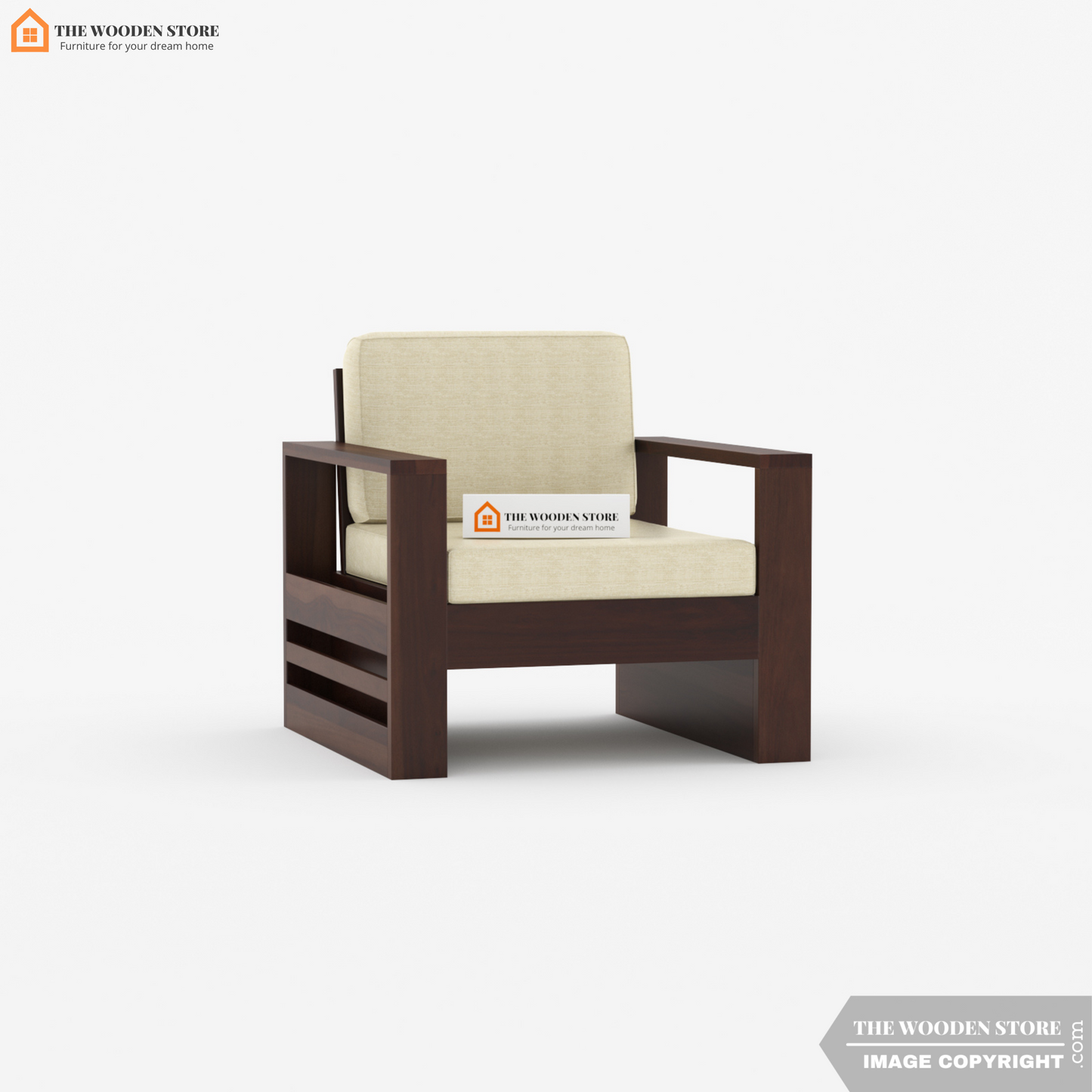 Victor 3+1+1 Wooden Sofa Set (Walnut Finish)