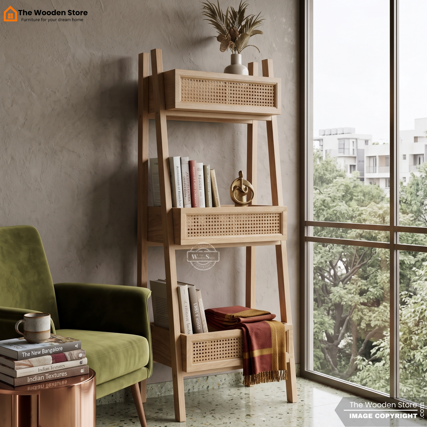 Colton Mango Wood Bookshelf (Natural Finish)