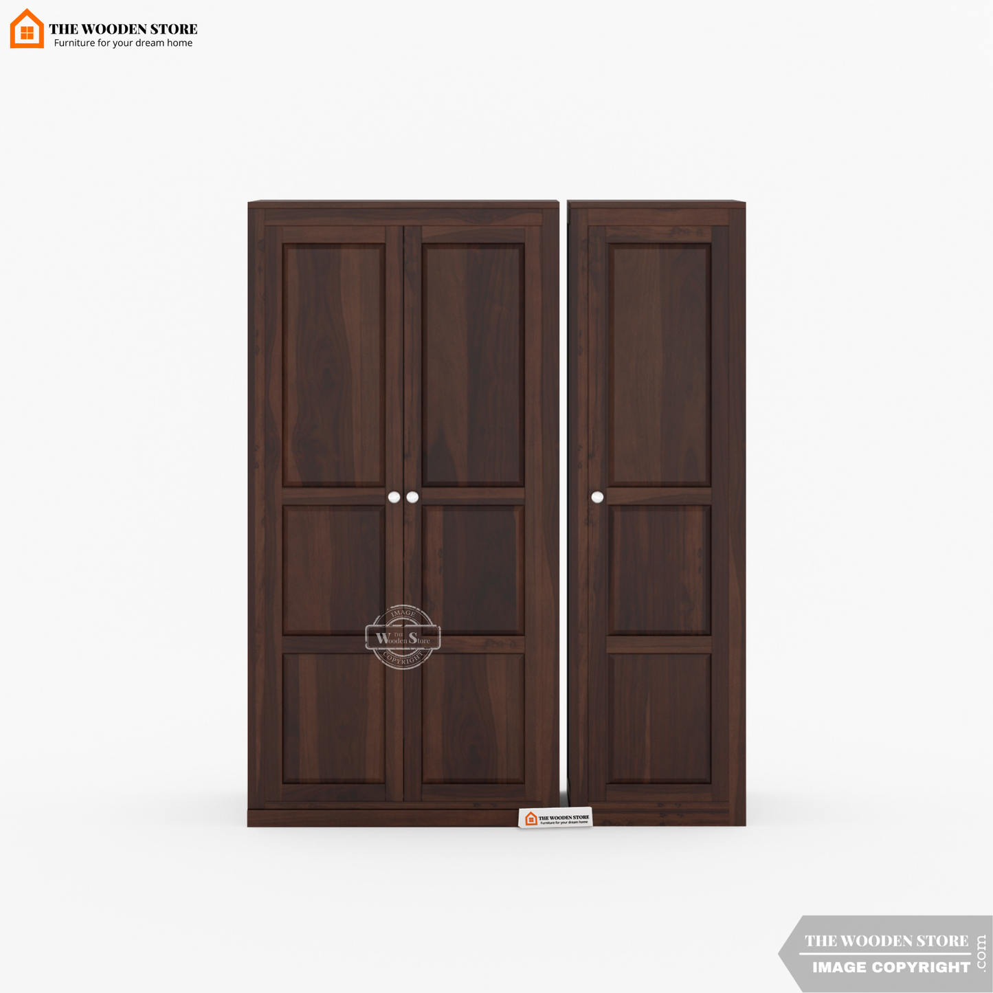 Oliver 3 Door Multi-Utility Wardrobe (Walnut Finish)