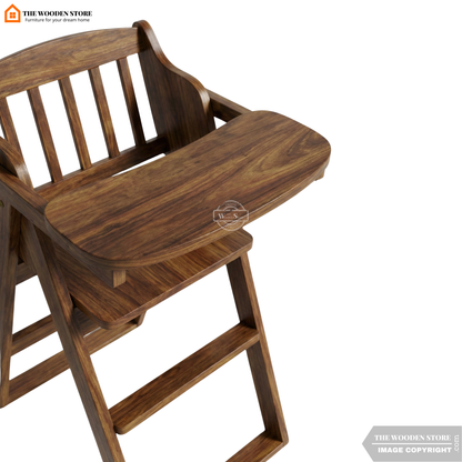 Aaru Baby High Foldable Chair (Teak Finish)
