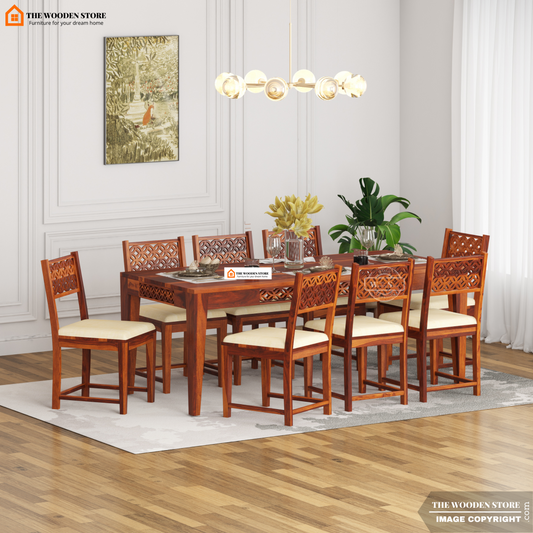 Daffy 8 Seater Dining Set (Honey Finish)