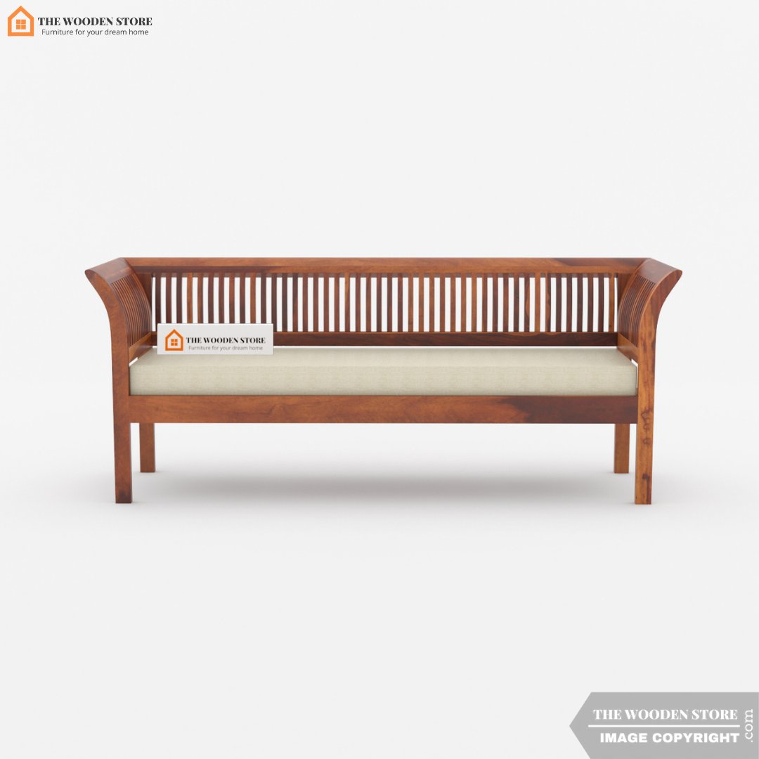 Vasundhara 3 Seater Wooden Sofa (Honey Finish)