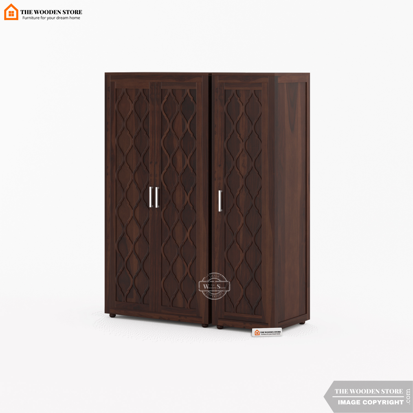Joel 3 Door Multi-Utility Wardrobe (Walnut Finish)