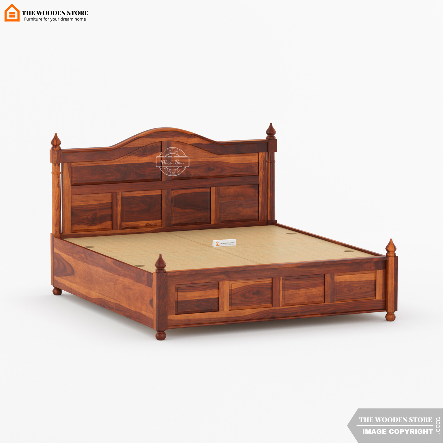 Boonville Bed With Box Storage (Queen Size, Honey Finish)