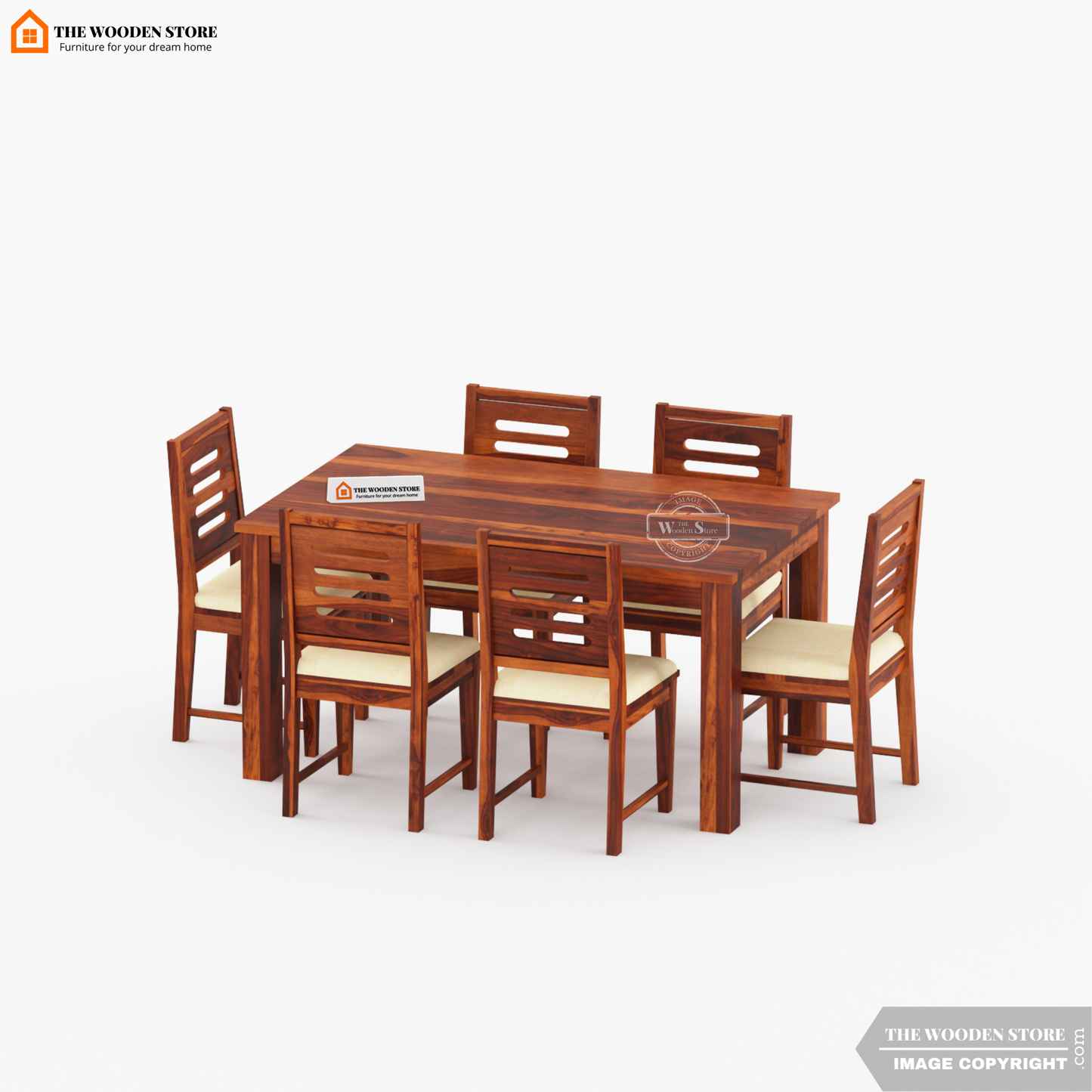Bob 6 Seater Dining Set (Honey Finish)