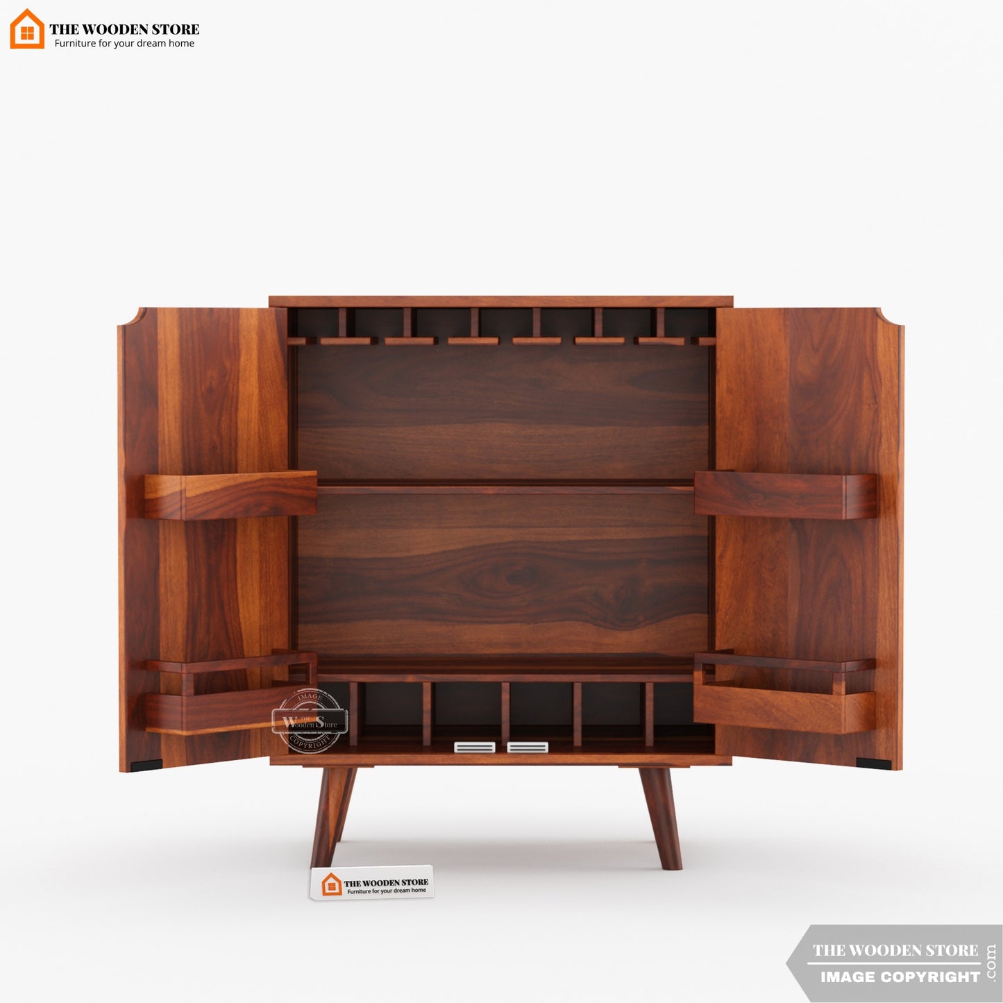 Breesa Bar Cabinet (Honey Finish)
