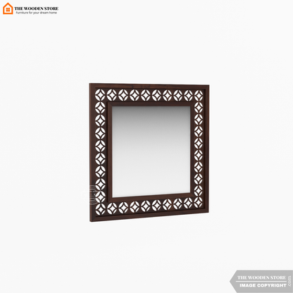 Daffy Mirror With Frame (Walnut Finish)