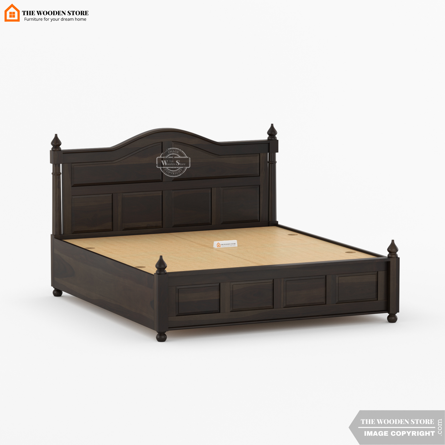 Boonville Bed With Box Storage (King Size, Walnut Finish)