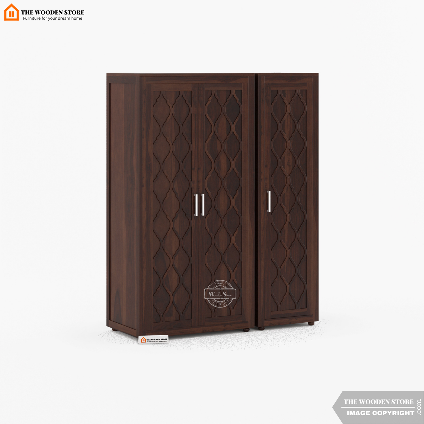Joel 3 Door Multi-Utility Wardrobe (Walnut Finish)