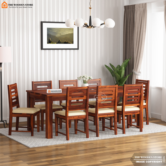 Bob 8 Seater Dining Set (Honey Finish)