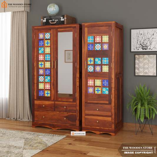 Bunny 3 Door Multi Utility Wardrobe (Honey Finish)
