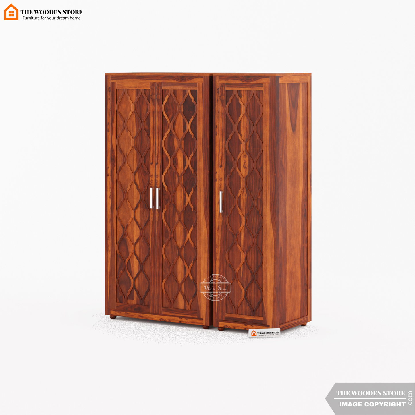 Joel 3 Door Multi-Utility Wardrobe (Honey Finish)
