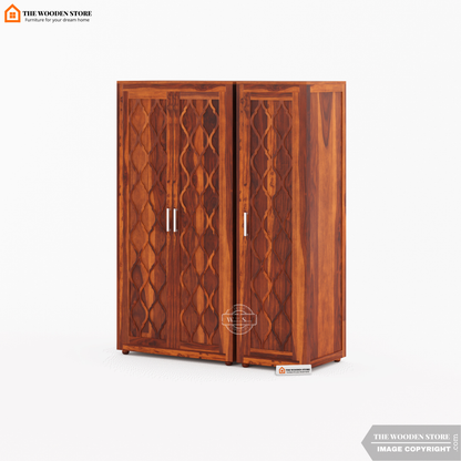 Joel 3 Door Multi-Utility Wardrobe (Honey Finish)