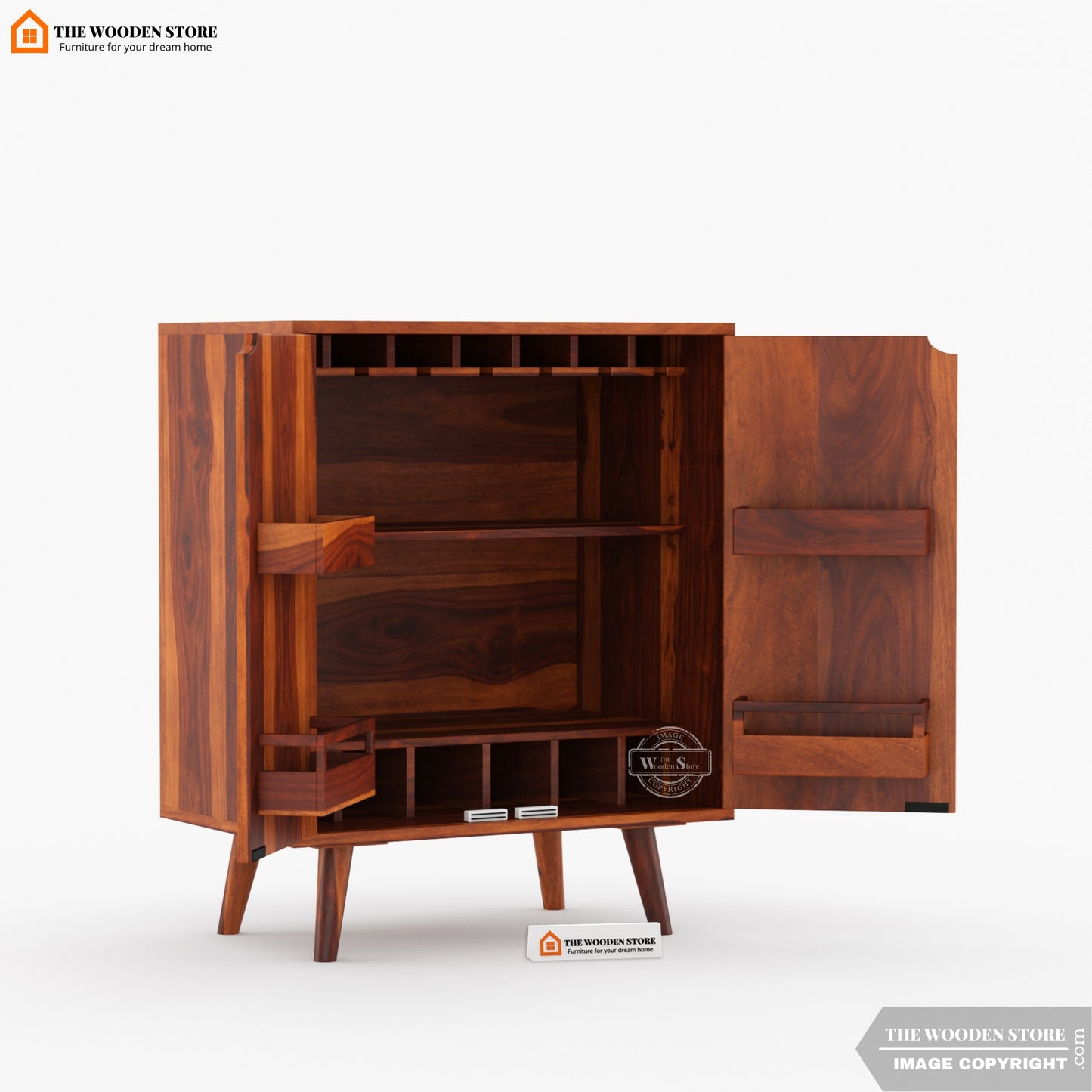 Breesa Bar Cabinet (Honey Finish)