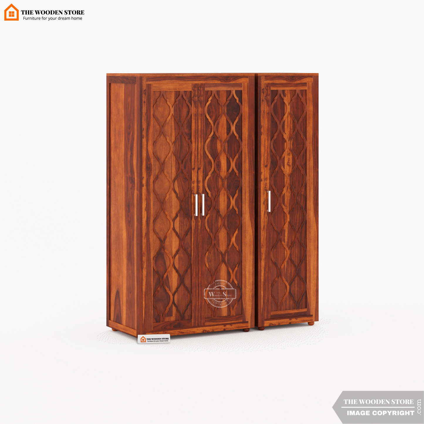 Joel 3 Door Multi-Utility Wardrobe (Honey Finish)