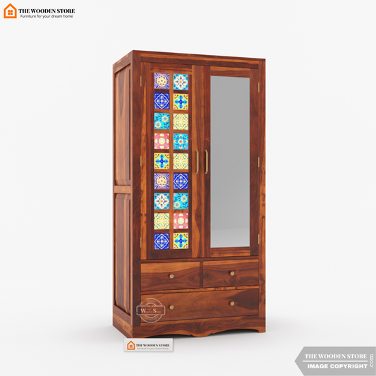 Bunny 2 Door Multi-Utility Wardrobe (Honey Finish)