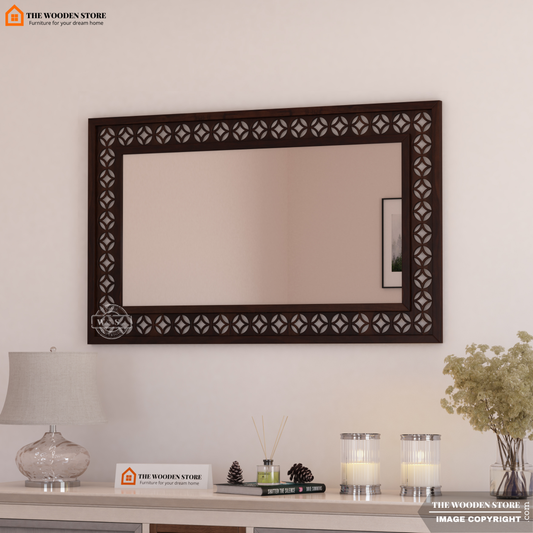 Daffy Rectangle Mirror With Frame (Walnut Finish)