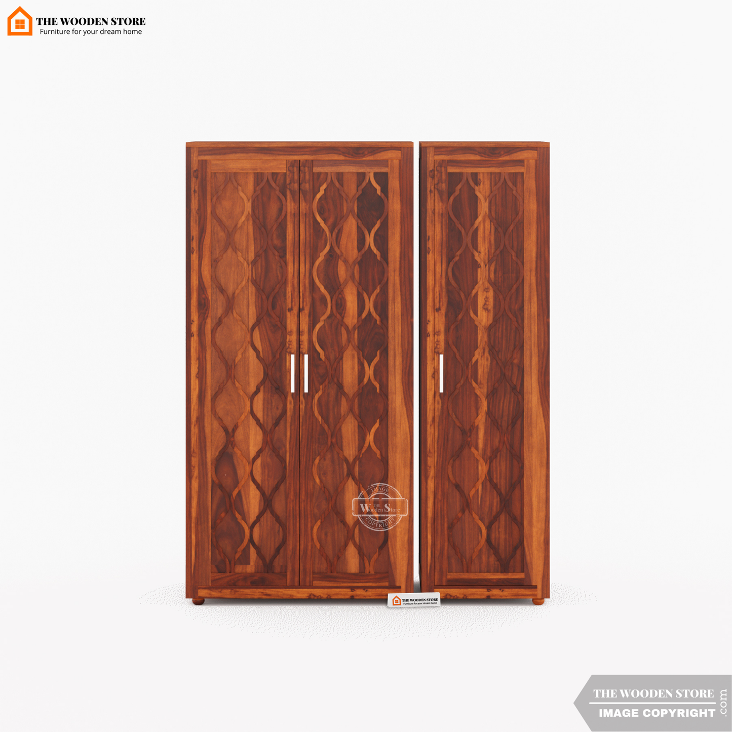 Joel 3 Door Multi-Utility Wardrobe (Honey Finish)