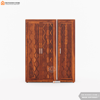 Joel 3 Door Multi-Utility Wardrobe (Honey Finish)