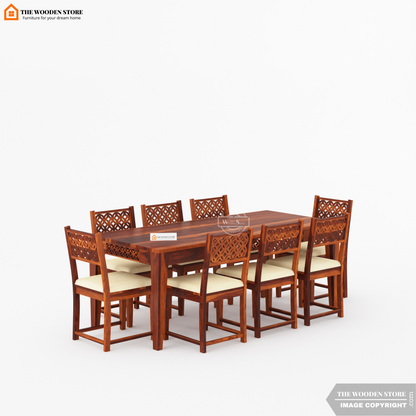 Daffy 8 Seater Dining Set (Honey Finish)