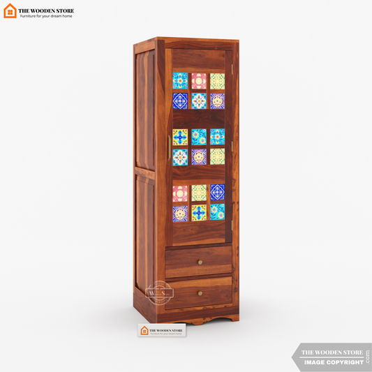 Bunny 1 Door Multi-Utility Wardrobe (Honey Finish)