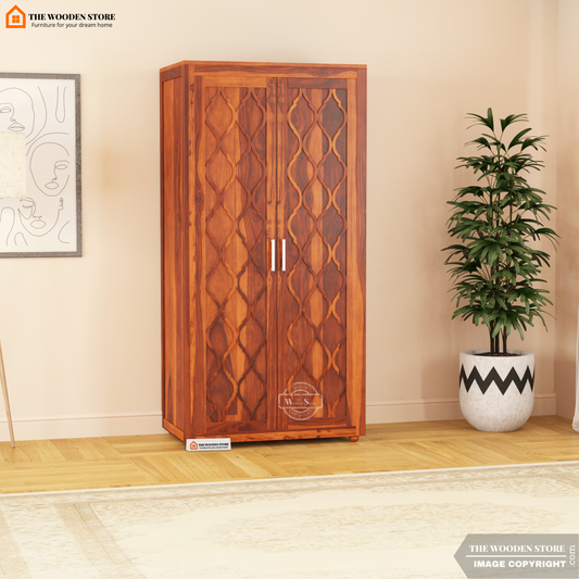 Joel 2 Door Multi-Utility Wardrobe (Honey Finish)