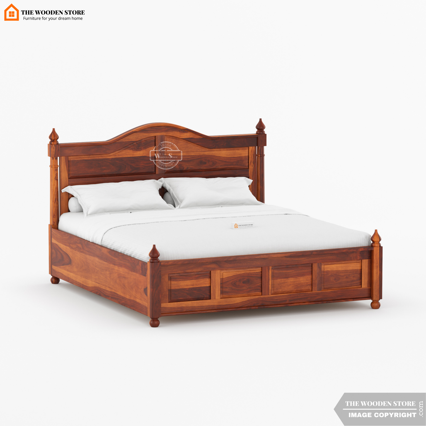 Boonville Bed With Box Storage (Queen Size, Honey Finish)