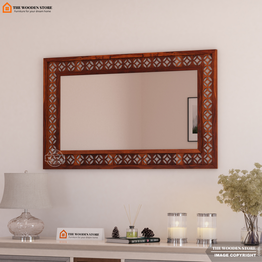 Daffy Rectangle Mirror With Frame (Honey Finish)