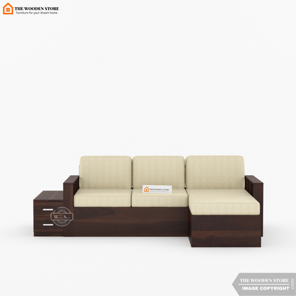 Shawn L-Shaped Sofa with Storage (Walnut Finish)