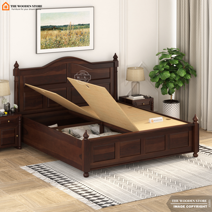 Boonville Bed With Box Storage (King Size, Walnut Finish)