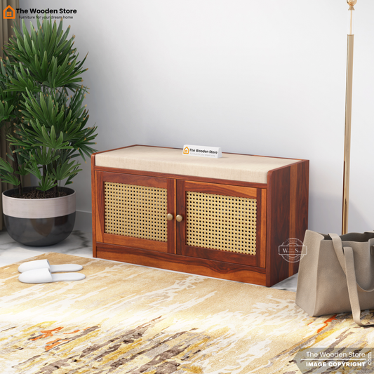 Lupe Shoe Rack (Honey Finish)
