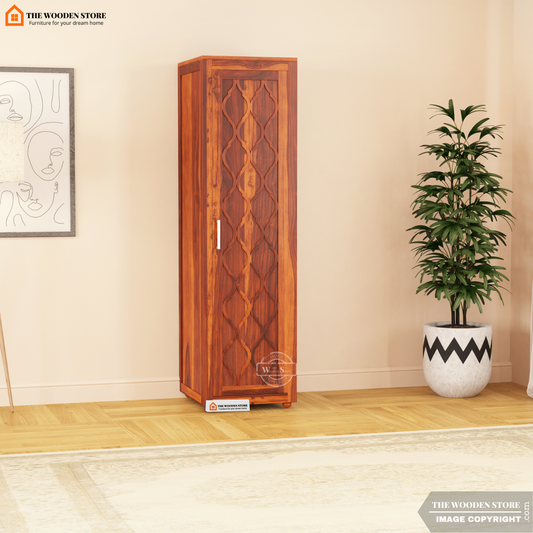 Joel 1 Door Multi-Utility Wardrobe (Honey Finish)