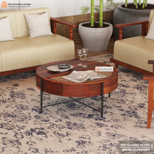 Emery Round Coffee Table (Honey Finish)