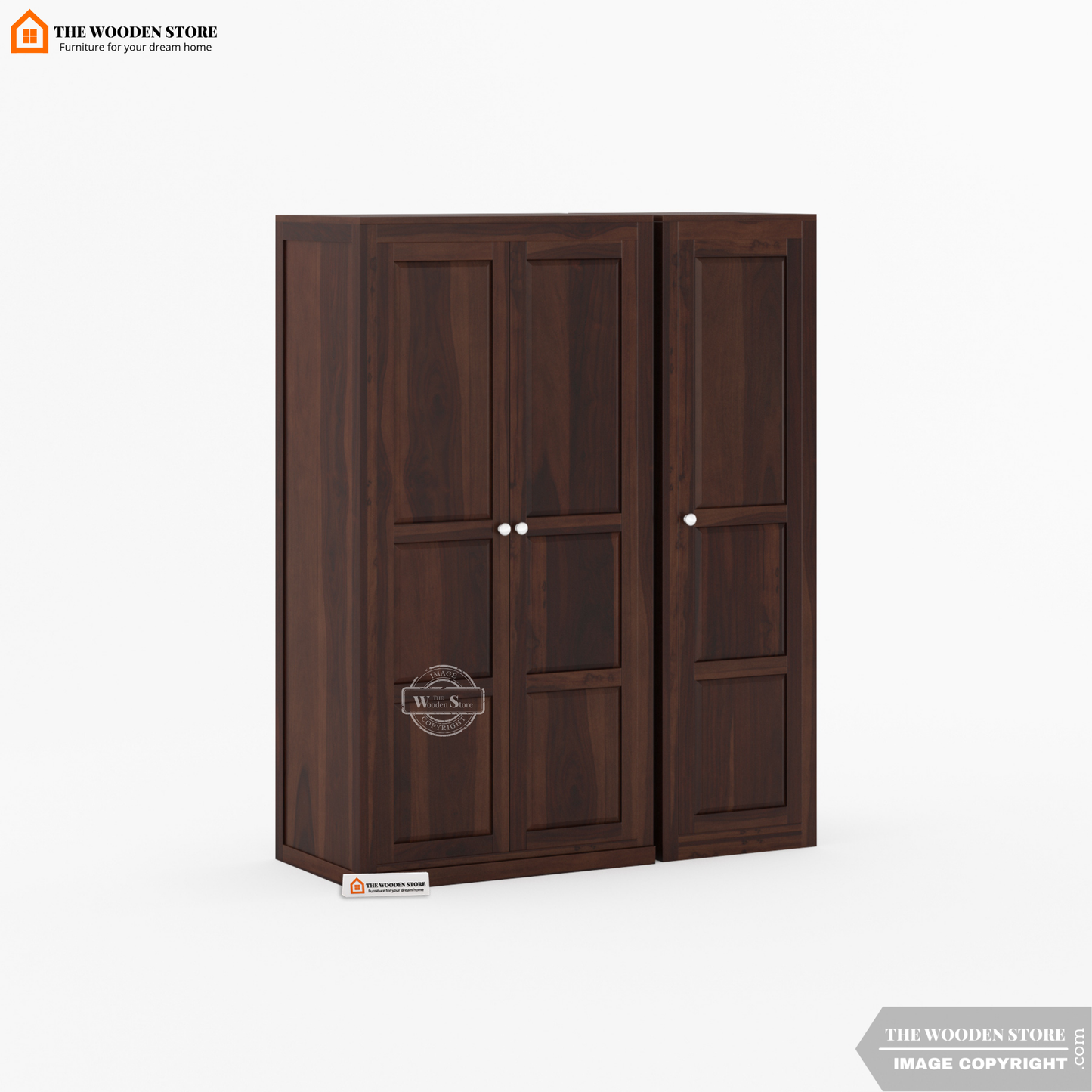 Oliver 3 Door Multi-Utility Wardrobe (Walnut Finish)