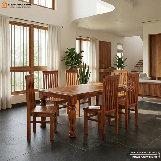 Ananta 6 Seater Dining Set (Honey Finish)