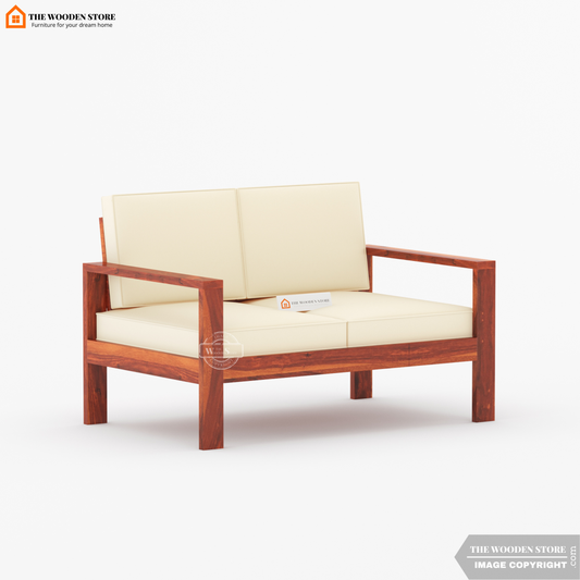 Romy 2 Seater Wooden Sofa (Honey Finish)