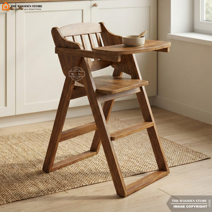 Aaru Baby High Foldable Chair (Teak Finish)