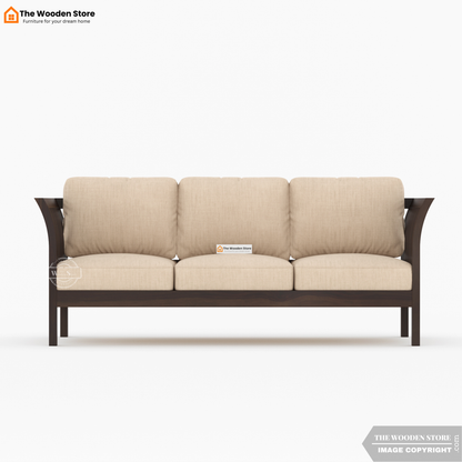Cristen 3 Seater Wooden Sofa (Walnut Finish)