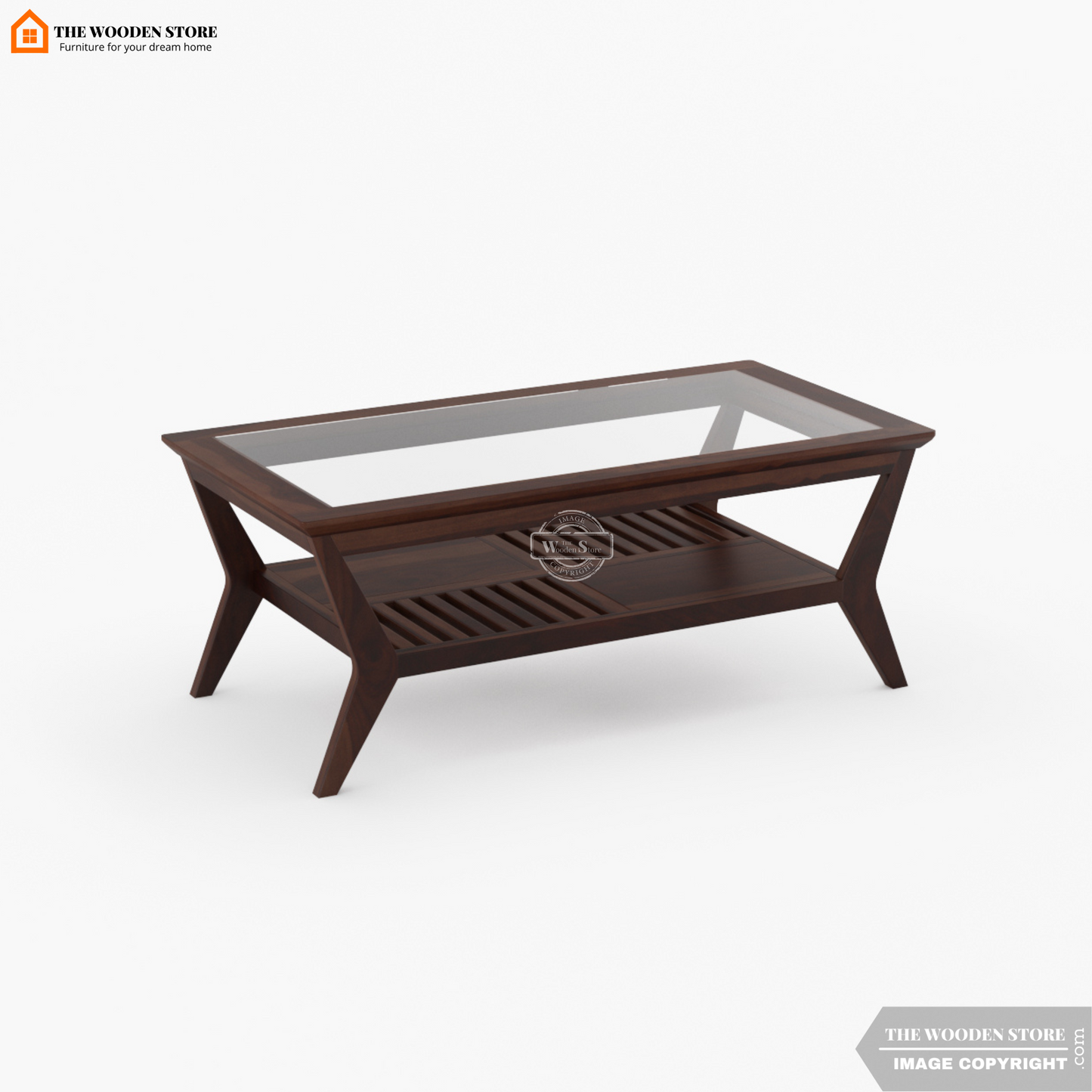 Forge Glass Top Coffee Table (Walnut Finish)