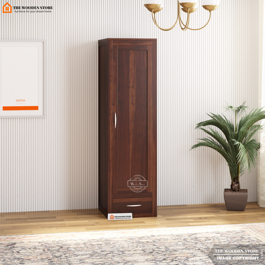 Jason 1 Door Multi-Utility Wardrobe (Walnut Finish)