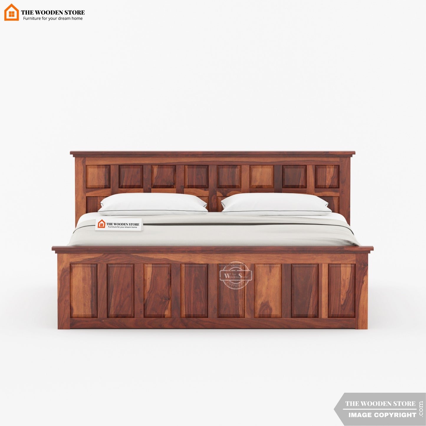 Paloma Bed with Drawer Storage (King Size, Honey Finish)