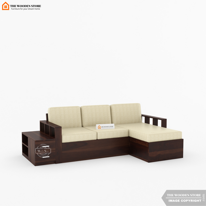 Shawn L-Shaped Sofa with Storage (Walnut Finish)