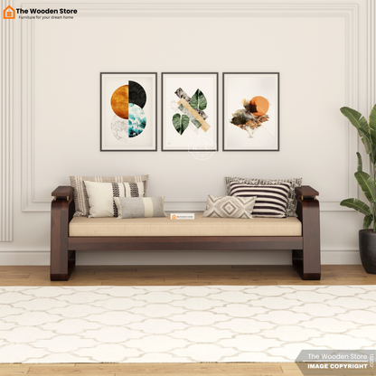Urban Divan With Cane and Brass Detailing (Walnut Finish)