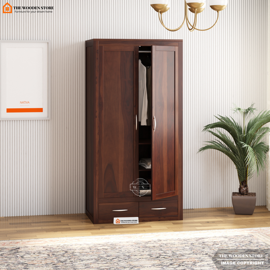 Jason 2 Door Multi-Utility Wardrobe (Walnut Finish)