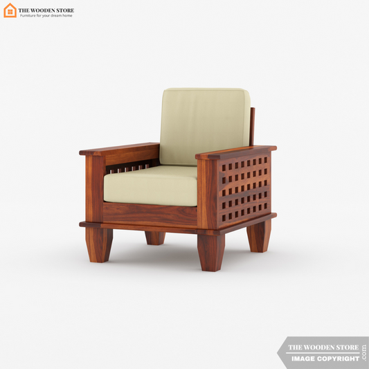 Donald 1 Seater Wooden Sofa (Honey Finish)