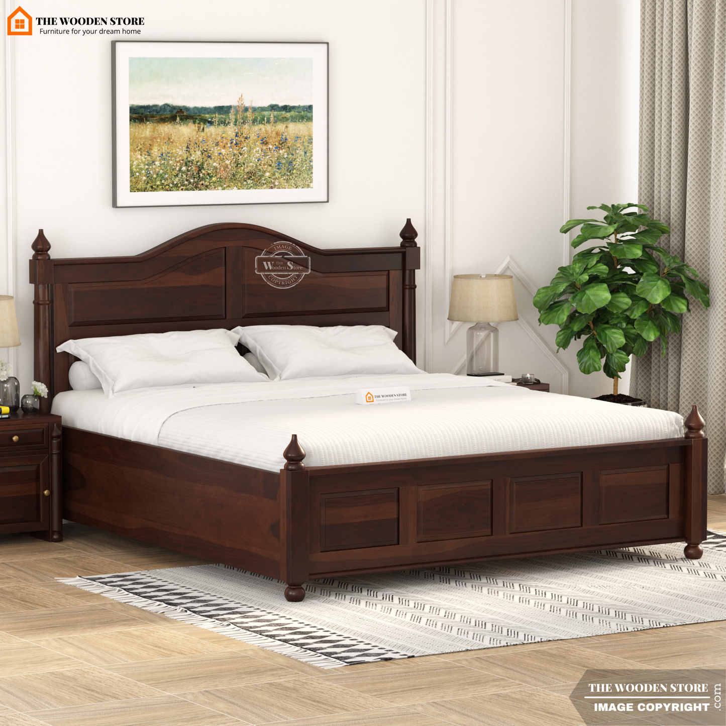 Boonville Bed With Box Storage (King Size, Walnut Finish)