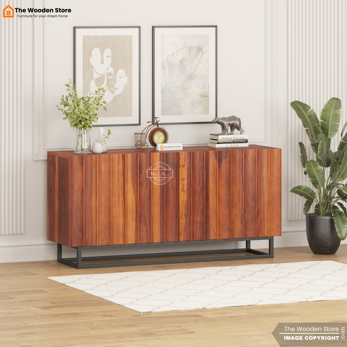 Kensley Cabinets and Sideboard With Cane (Honey Finish)
