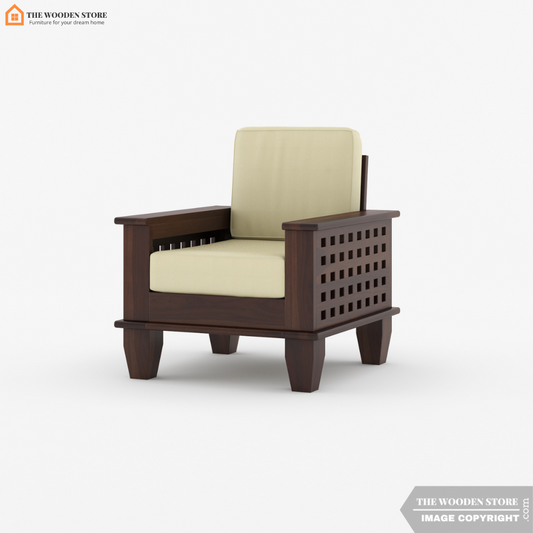 Donald 1 Seater Wooden Sofa (Walnut Finish)
