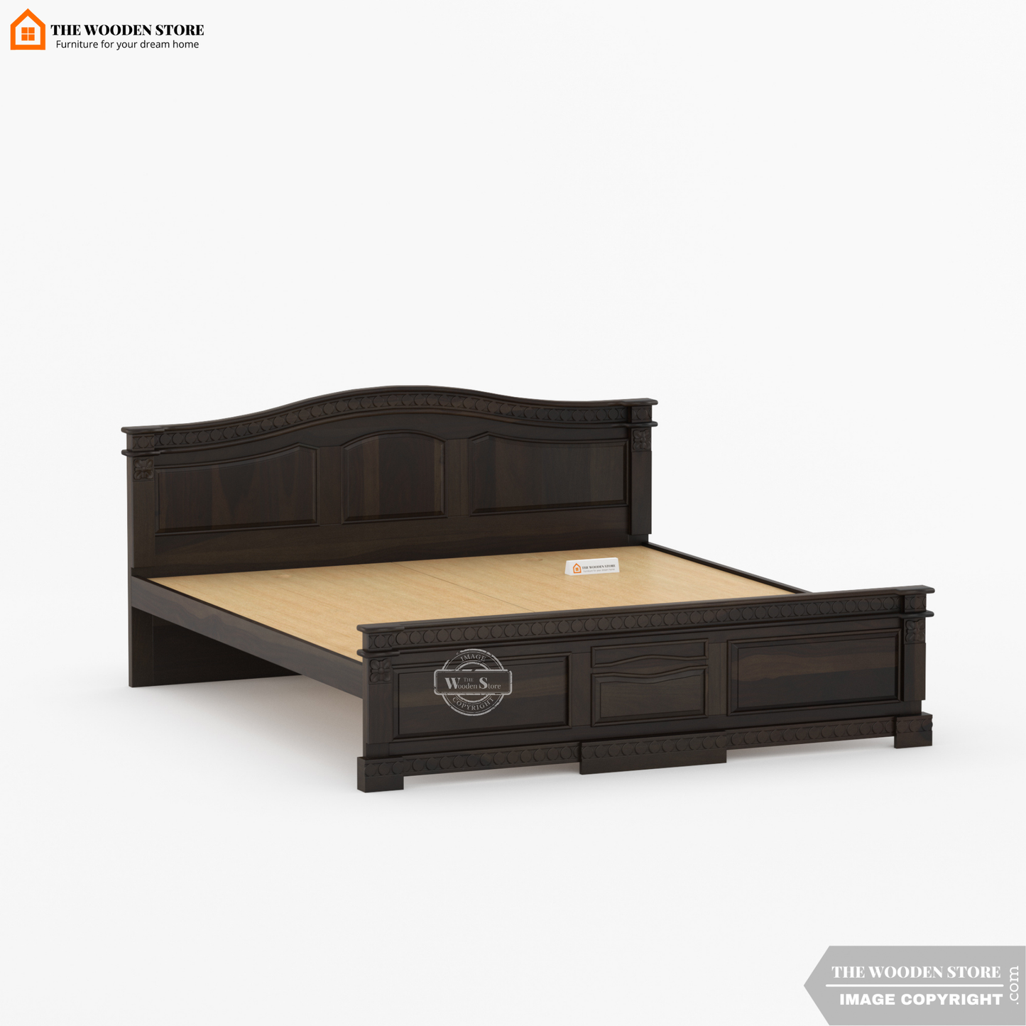 George Bed without Storage (Queen Size, Walnut Finish)